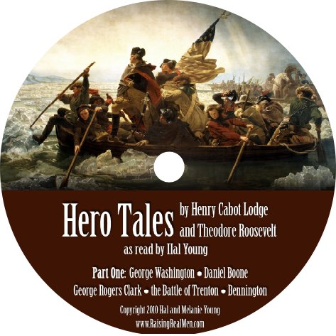 Hal Young reading Hero Tales by Theodore Roosevelt and Henry Cabot Lodge